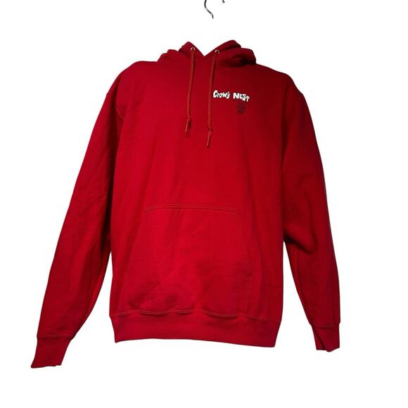 Crow’s Nest Santa Cruz California Bar Red Black Calaveras Pullover Hoodie Sz L - Picture 1 of 7